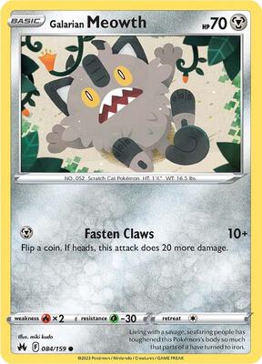 Galarian Meowth card from SWSH: Crown Zenith
