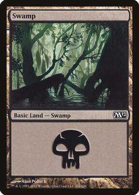 Swamp (241) card from Magic 2012 (M12)
