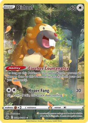 Bidoof card from SWSH: Crown Zenith: Galarian Gallery