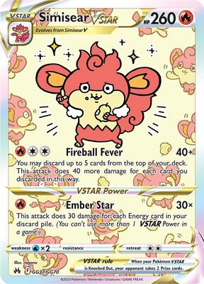 Simisear VSTAR card from SWSH: Crown Zenith: Galarian Gallery