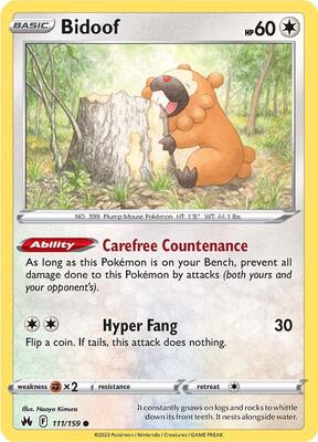 Bidoof card from SWSH: Crown Zenith