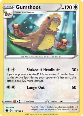 Gumshoos card from SWSH: Crown Zenith