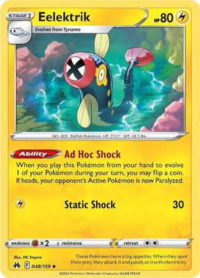 Eelektrik card from SWSH: Crown Zenith