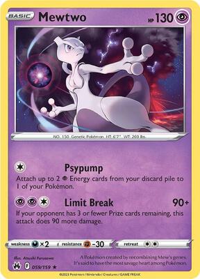 Mewtwo card from SWSH: Crown Zenith