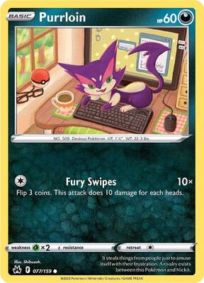 Purrloin card from SWSH: Crown Zenith