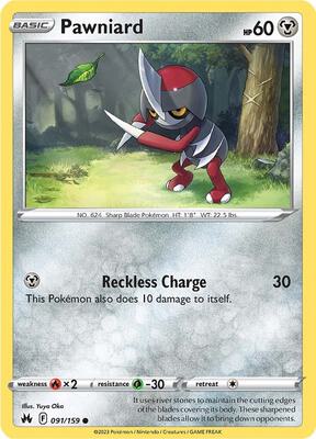 Pawniard (91) card from SWSH: Crown Zenith