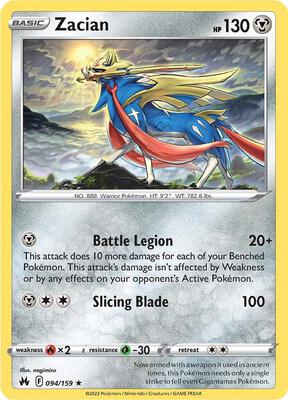 Zacian card from SWSH: Crown Zenith