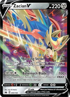 Zacian V card from SWSH: Crown Zenith