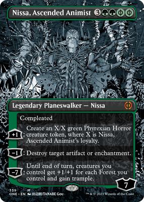 Nissa, Ascended Animist (Borderless) card from Phyrexia: All Will Be One
