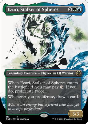 Ezuri, Stalker of Spheres (Showcase) card from Phyrexia: All Will Be One