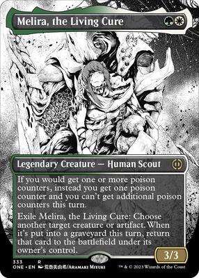 Melira, the Living Cure (Borderless) card from Phyrexia: All Will Be One