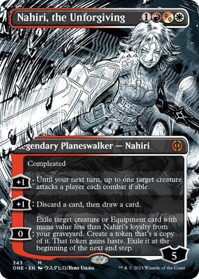 Nahiri, the Unforgiving (Borderless) card from Phyrexia: All Will Be One