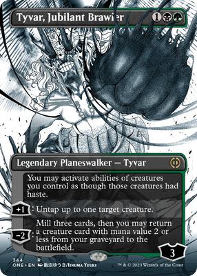 Tyvar, Jubilant Brawler (Borderless) card from Phyrexia: All Will Be One