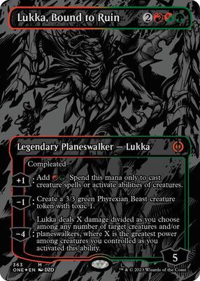 Lukka, Bound to Ruin (Oil Slick Raised Foil) card from Phyrexia: All Will Be One