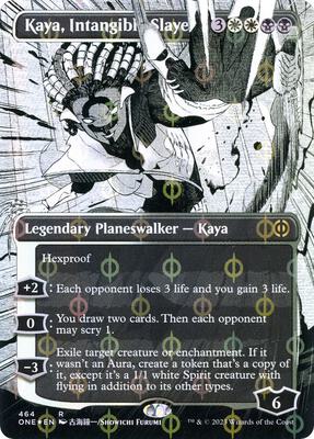 Kaya, Intangible Slayer (Borderless) (Step-and-Compleat Foil) card from Phyrexia: All Will Be One