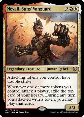 Neyali, Suns' Vanguard card from Commander: Phyrexia: All Will Be One