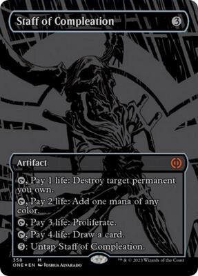 Staff of Compleation (Oil Slick Raised Foil) card from Phyrexia: All Will Be One