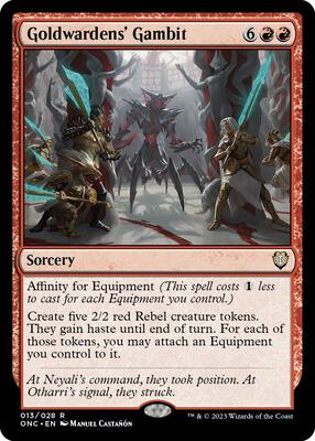 Goldwardens' Gambit card from Commander: Phyrexia: All Will Be One