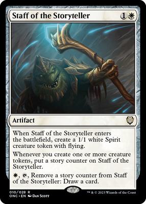 Staff of the Storyteller card from Commander: Phyrexia: All Will Be One