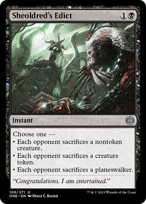 Sheoldred's Edict card from Phyrexia: All Will Be One