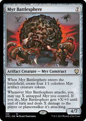 Myr Battlesphere card from Commander: Phyrexia: All Will Be One