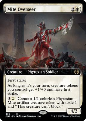 Mite Overseer (Extended Art) card from Phyrexia: All Will Be One