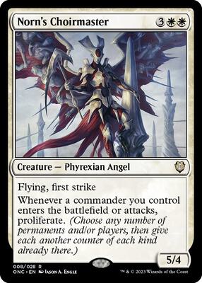 Norn's Choirmaster card from Commander: Phyrexia: All Will Be One