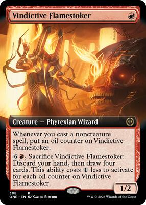 Vindictive Flamestoker (Extended Art) card from Phyrexia: All Will Be One