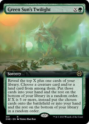 Green Sun's Twilight (Extended Art) card from Phyrexia: All Will Be One