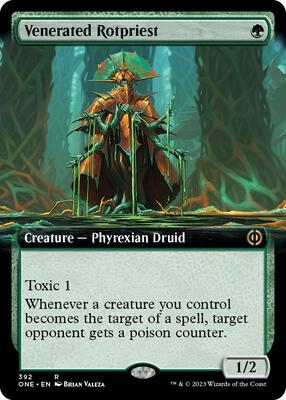 Venerated Rotpriest (Extended Art) card from Phyrexia: All Will Be One