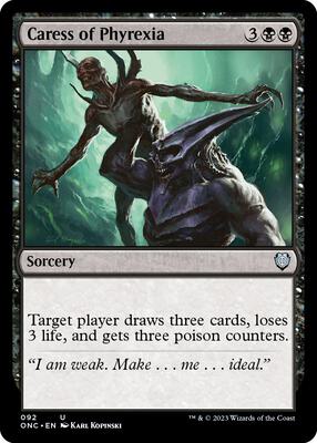 Caress of Phyrexia card from Commander: Phyrexia: All Will Be One