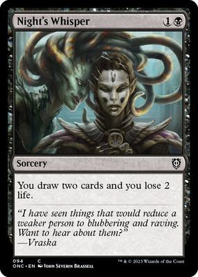 Night's Whisper card from Commander: Phyrexia: All Will Be One