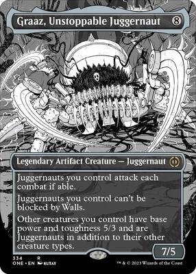 Graaz, Unstoppable Juggernaut (Borderless) card from Phyrexia: All Will Be One