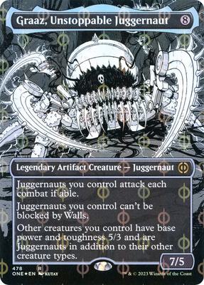 Graaz, Unstoppable Juggernaut (Borderless) (Step-and-Compleat Foil) card from Phyrexia: All Will Be One