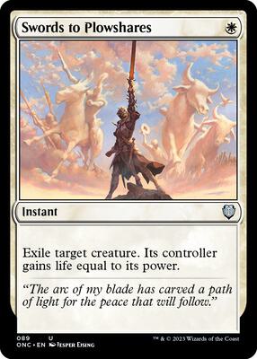 Swords to Plowshares card from Commander: Phyrexia: All Will Be One