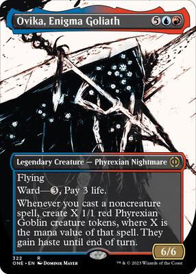 Ovika, Enigma Goliath (Showcase) card from Phyrexia: All Will Be One