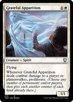 Grateful Apparition card from Commander: Phyrexia: All Will Be One