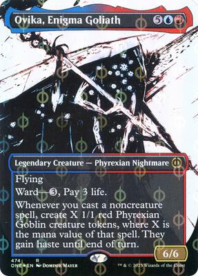 Ovika, Enigma Goliath (Showcase) (Step-and-Compleat Foil) card from Phyrexia: All Will Be One