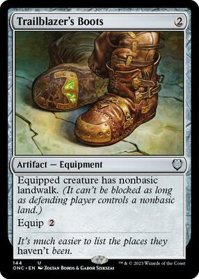 Trailblazer's Boots card from Commander: Phyrexia: All Will Be One