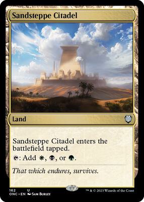 Sandsteppe Citadel card from Commander: Phyrexia: All Will Be One