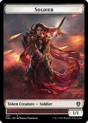 Soldier (007) // Angel (002) Double-Sided Token card from Commander: Phyrexia: All Will Be One