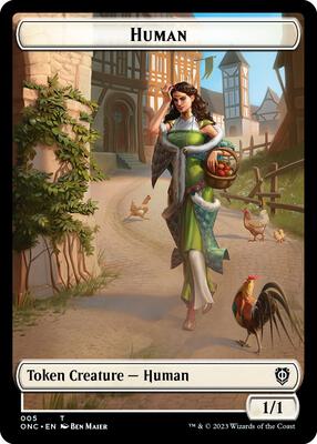 Human // Spirit Double-Sided Token card from Commander: Phyrexia: All Will Be One