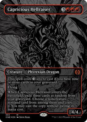 Capricious Hellraiser (Oil Slick Raised Foil) card from Phyrexia: All Will Be One