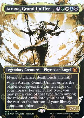 Atraxa, Grand Unifier (Showcase) (Step-and-Compleat Foil) card from Phyrexia: All Will Be One