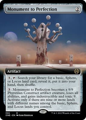 Monument to Perfection (Extended Art) card from Phyrexia: All Will Be One