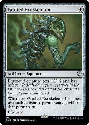 Grafted Exoskeleton card from Commander: Phyrexia: All Will Be One