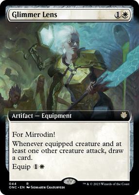 Glimmer Lens (Extended Art) card from Commander: Phyrexia: All Will Be One