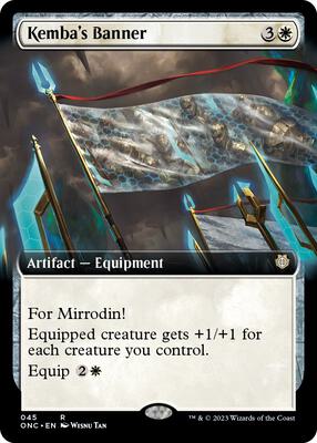 Kemba's Banner (Extended Art) card from Commander: Phyrexia: All Will Be One