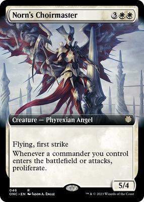 Norn's Choirmaster (Extended Art) card from Commander: Phyrexia: All Will Be One