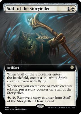 Staff of the Storyteller (Extended Art) card from Commander: Phyrexia: All Will Be One